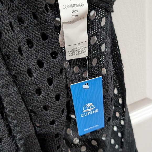 *NEW* (L) CUPSHE Cutout Cover-Up Mini Dress - Black - Picture 4 of 4